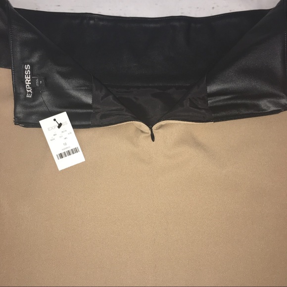 Express Minus The Leather Tan and Black Mini Skirt - Picture 3 of 6